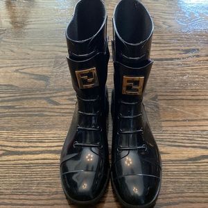 Fendi Rainboots- Black with Gold hardware
